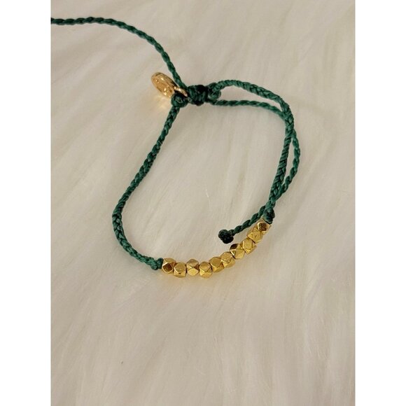 Pura Vida Green Braid Gold Beads Bracelet - Picture 3 of 3